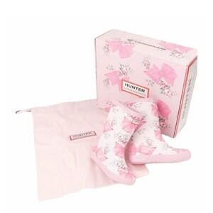 Hunter x LoveShackFancy Little Kids First Classic Rain Boot Rose Beaux Mint Pink